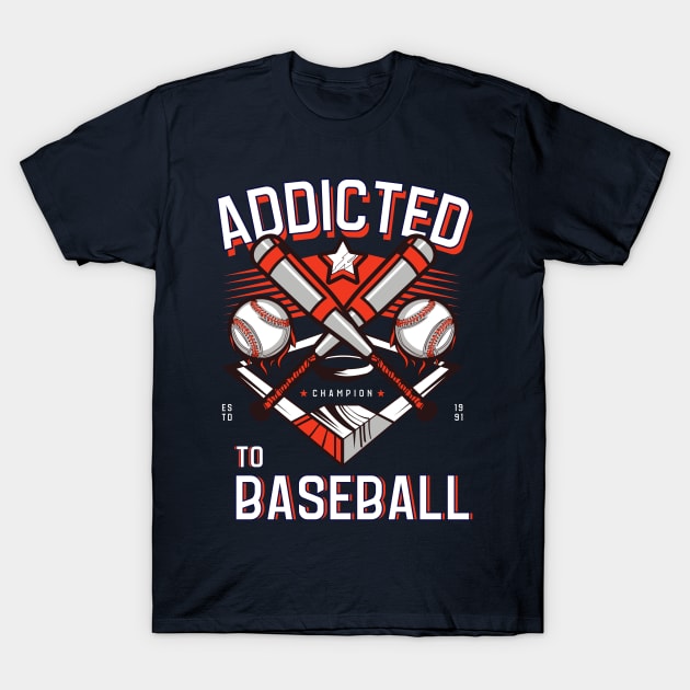 Addicted to baseball retro style T-Shirt by Syntax Wear